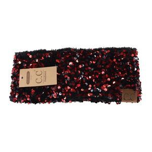 C.C Sparkling Sequin Headwrap Black and Red